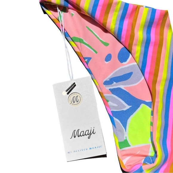 🌻NEW w/tags Maaji REVERSIBLE Rainbow Stripe Sublimity Bikini Bottom Size M - Picture 3 of 11